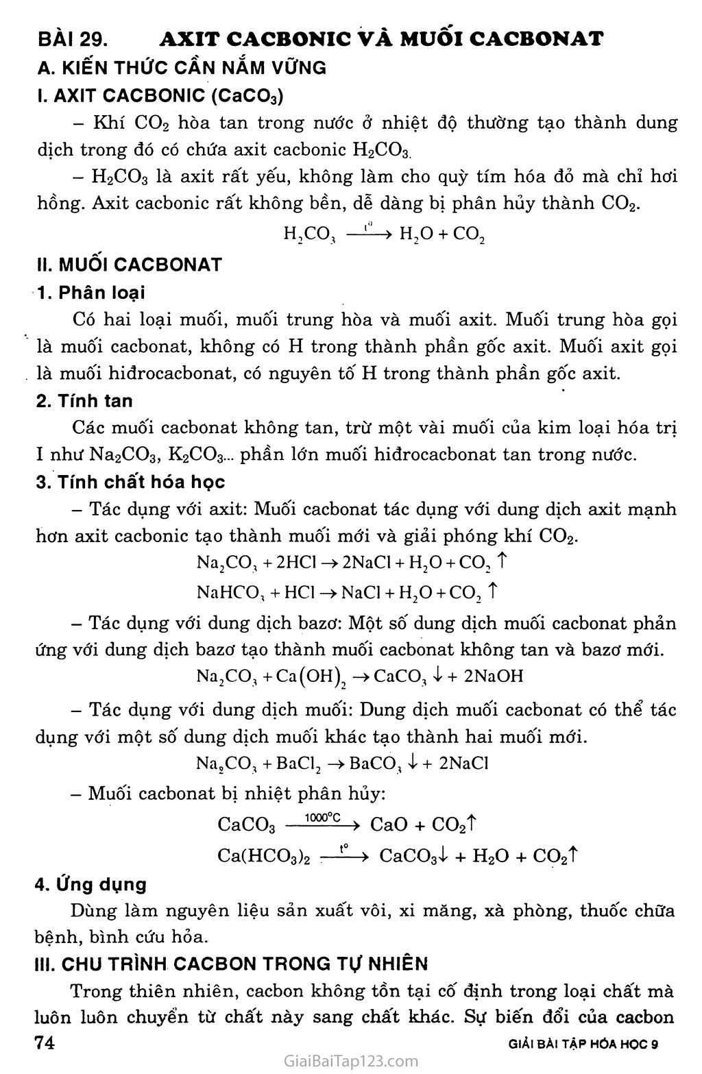 Bài 29. Axit cacbonic và muối cacbonat trang 1