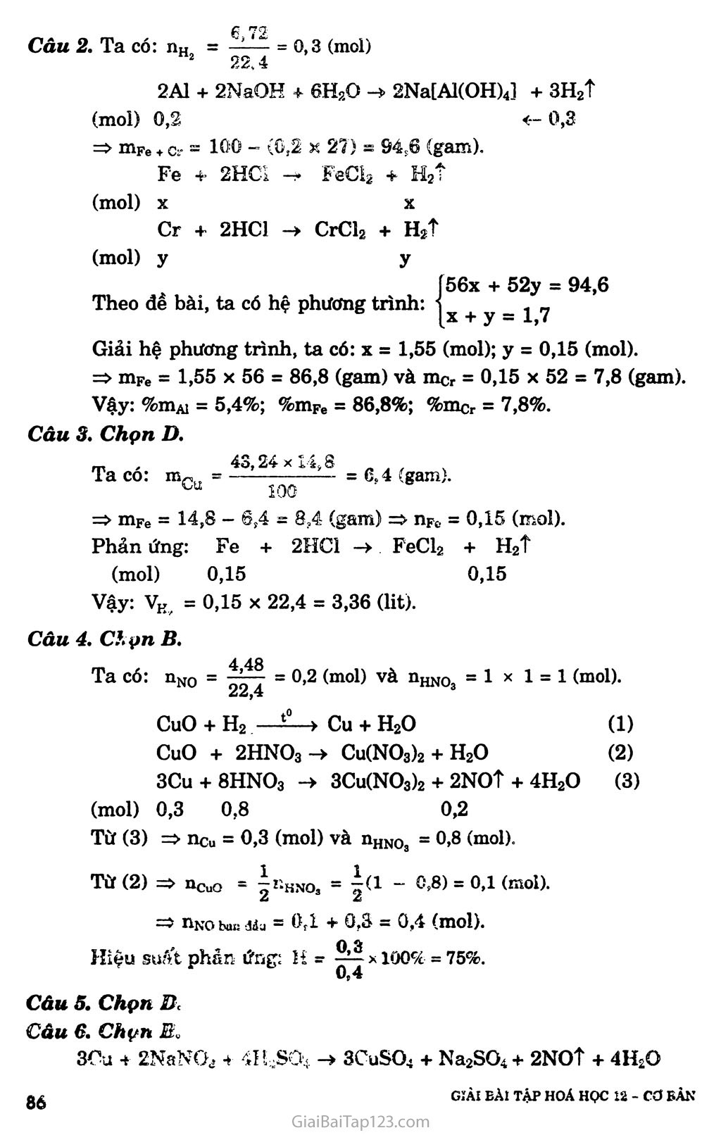 Bài 34. Luyện tập: Tính chất hóa học của crom, đồng và hợp chất của chúng trang 2