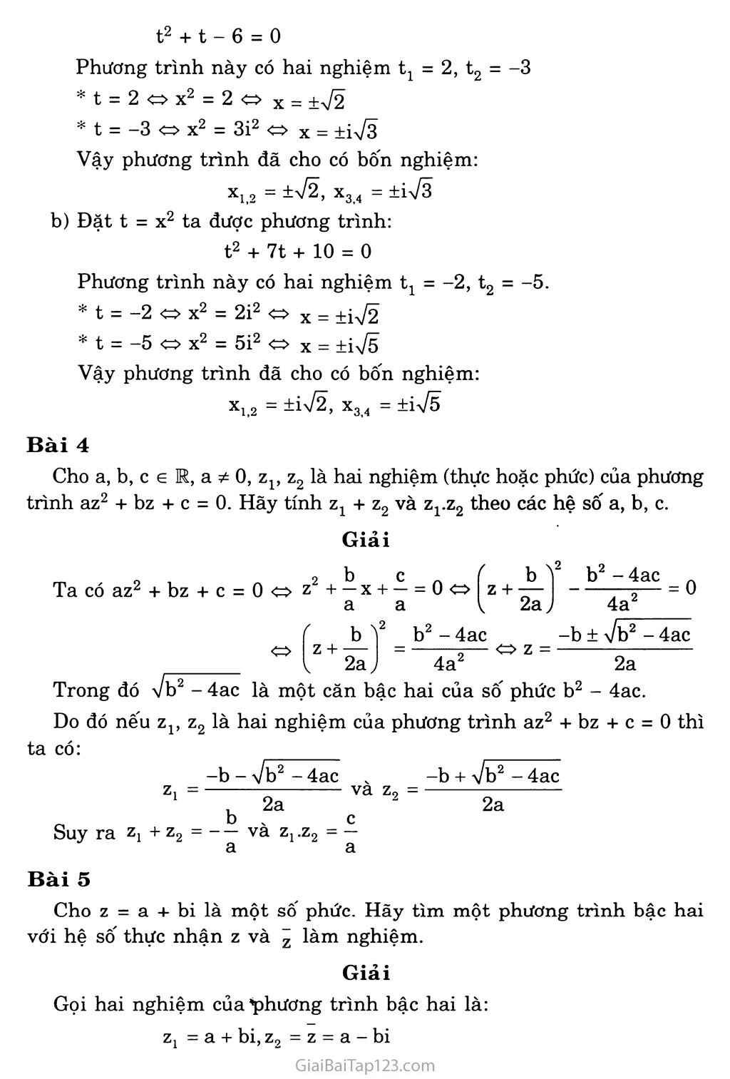 Bài 4. Phương trình bậc hai trong C trang 3