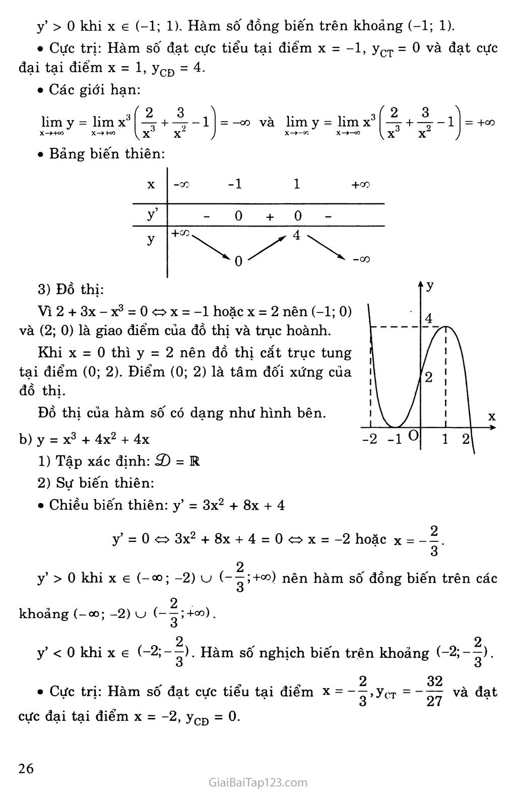 Giải Toán 12: Bài 5. Khảo sát sự biến thiên và vẽ đồ thị của hàm số