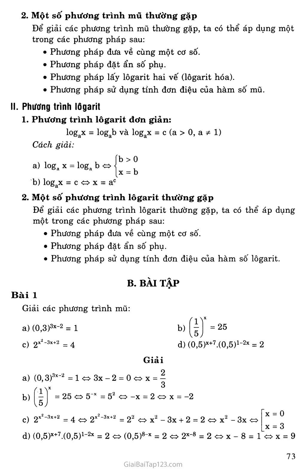 Bài 5. Phương trình mũ và lôgarit trang 2