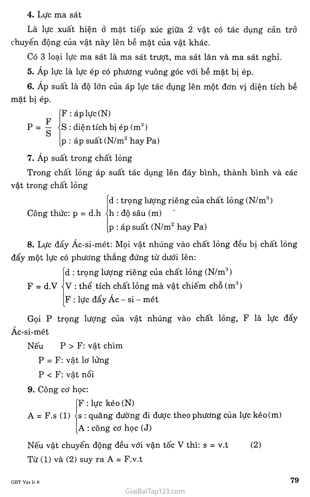 Giải Lí 8: Bài 18. Ôn Tập Tổng Kết Chương I: Cơ Học