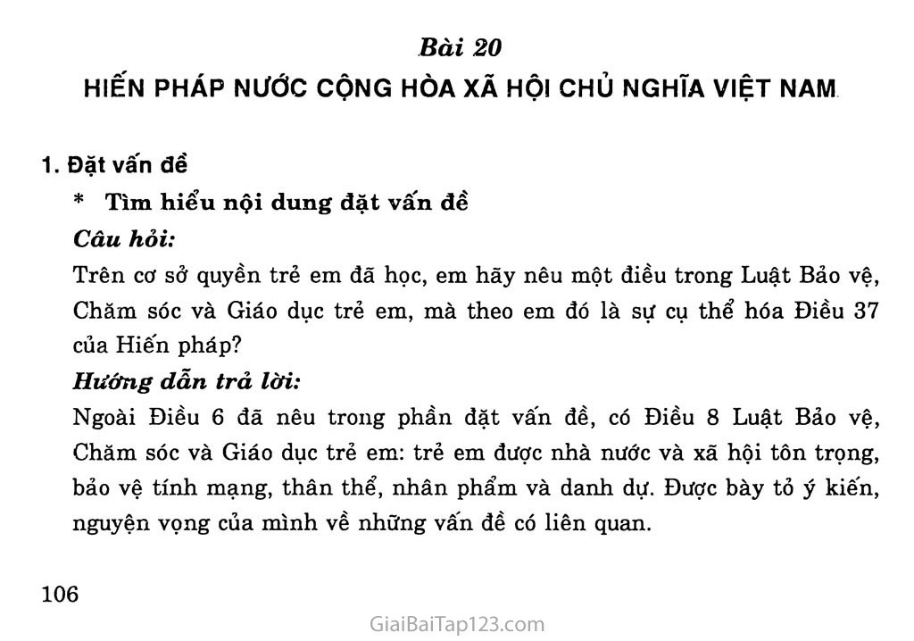 Bài 20. Hiến pháp nước cộng hòa xã hội chủ nghĩa Việt Nam trang 1