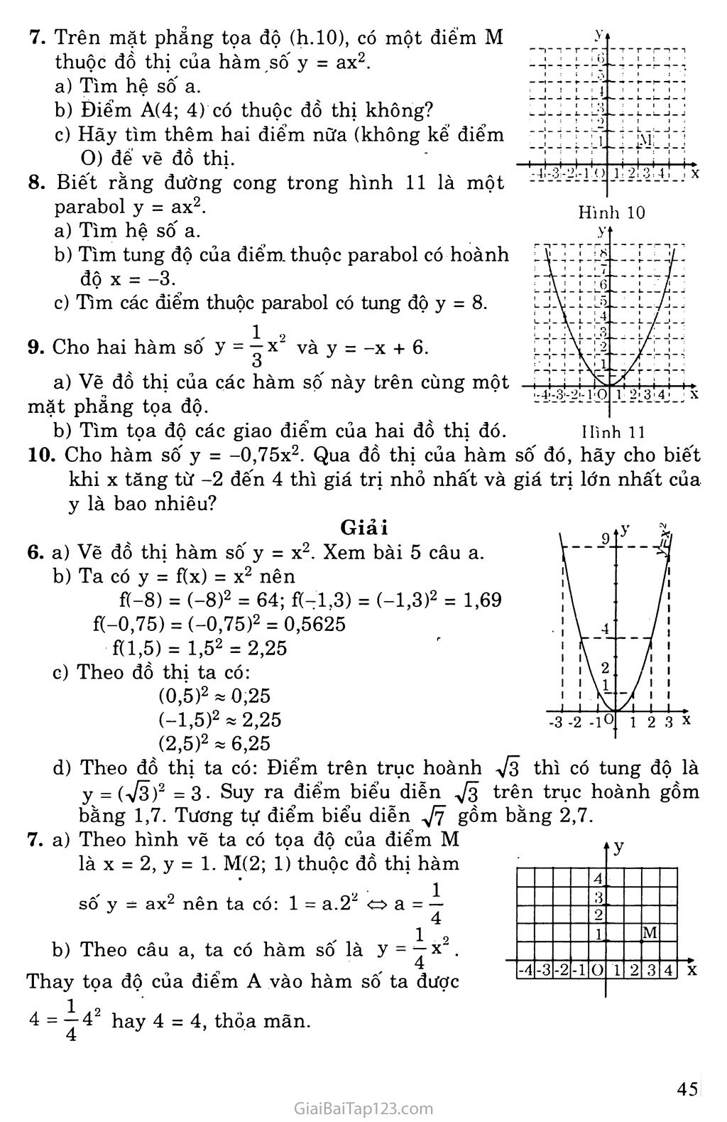 Bài 2. Đồ thị hàm số y = ax2 (a khác 0) trang 4