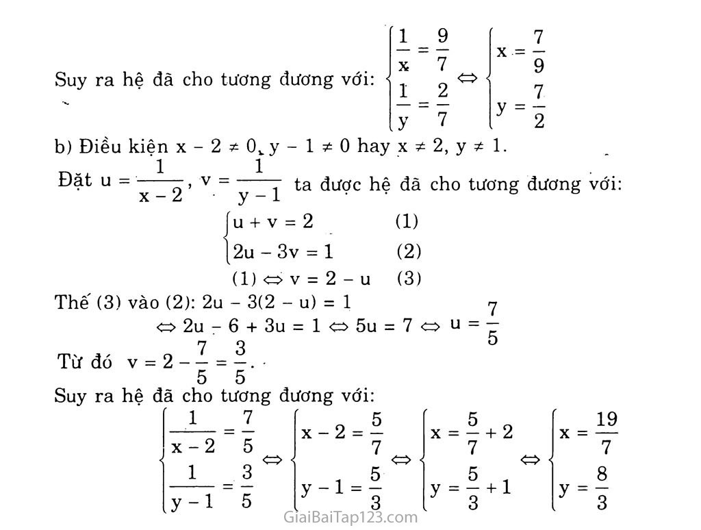 Bài 4. Giải hệ phương trình bằng phương pháp cộng đại số trang 7