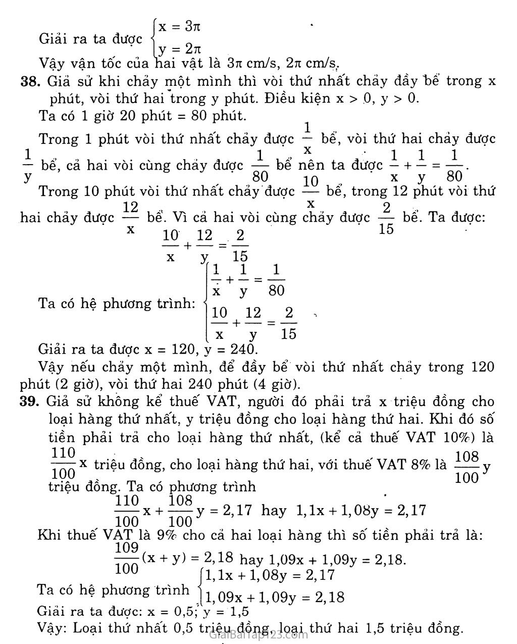 Bài 6. Giải bài toán bằng cách lập hệ phương trình (Tiếp theo) trang 5