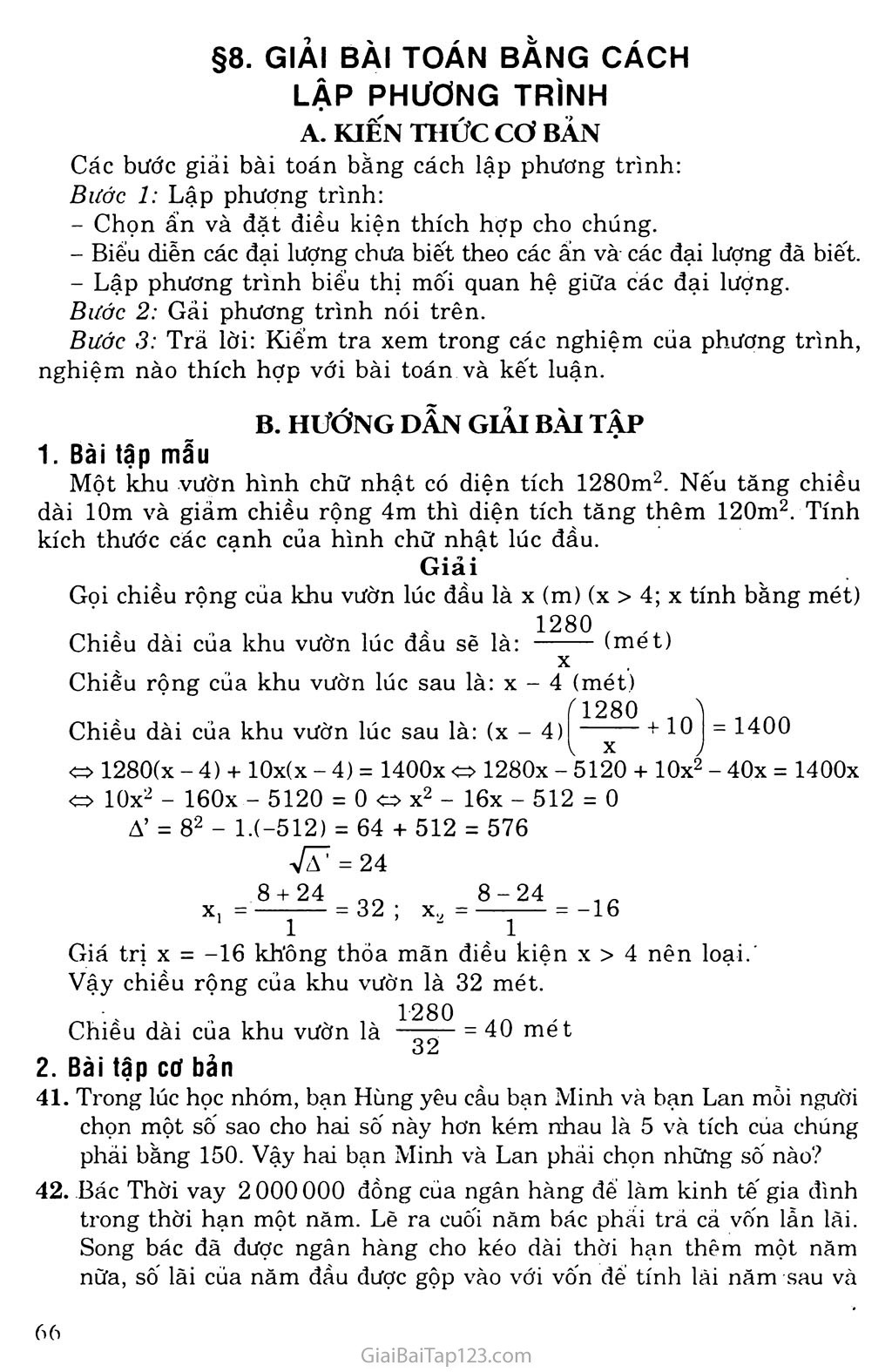Bài 8. Giải bài toán bằng cách lập phương trình trang 1