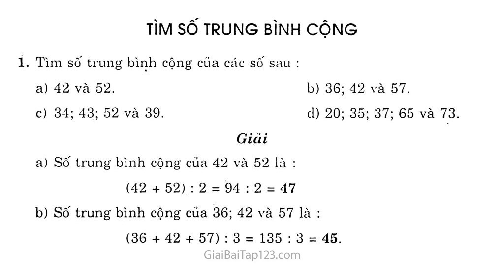 Giải Bài Tập Toán Lớp 4: Tìm Số Trung Bình Cộng