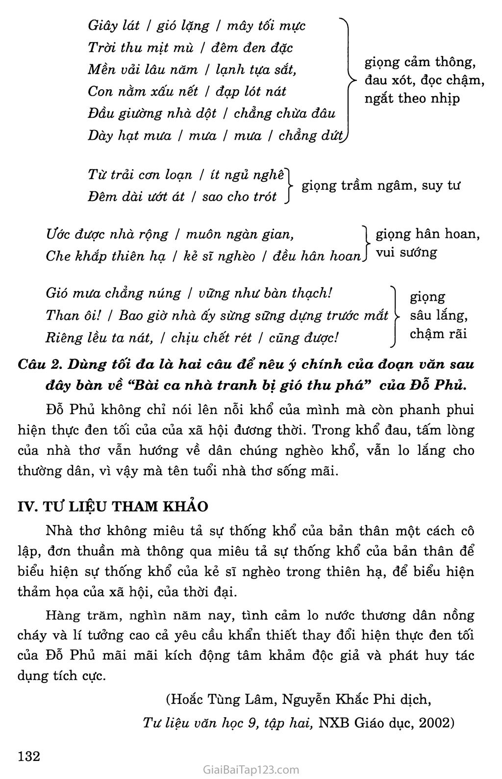 Bài ca nhà tranh bị gió thu phá (Mao ốc vị thu phong sở phá ca) trang 4