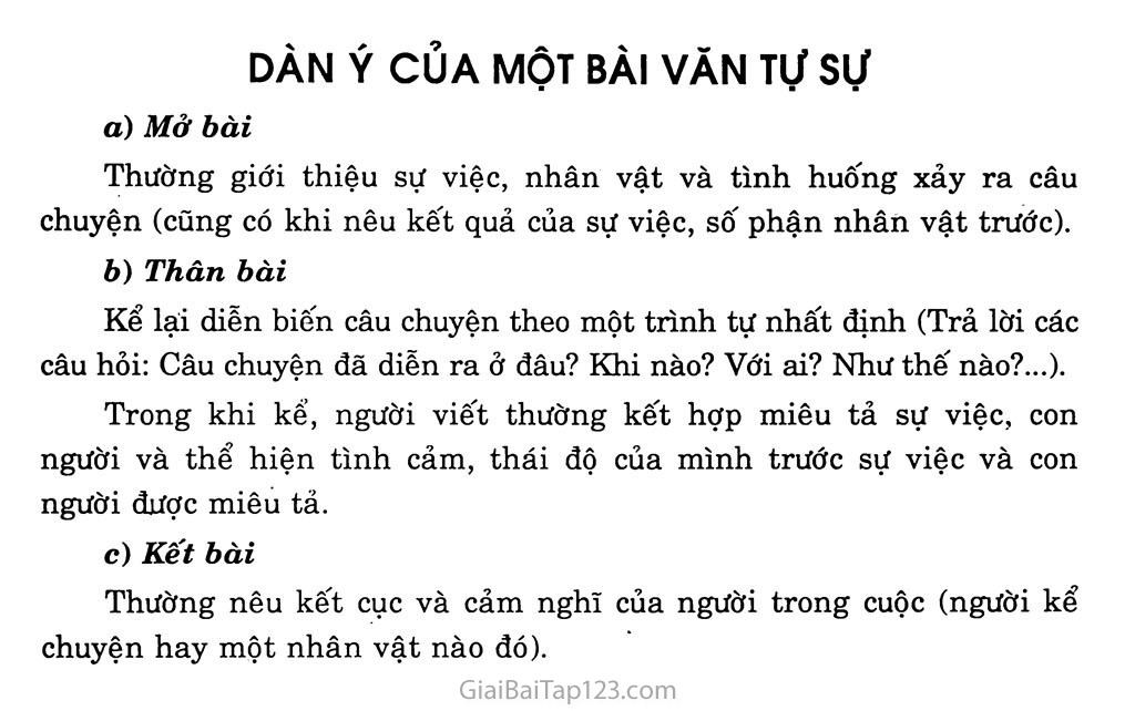 Dàn ý của một bài văn tự sự trang 1 Dàn ý của một bài văn tự sự trang 1