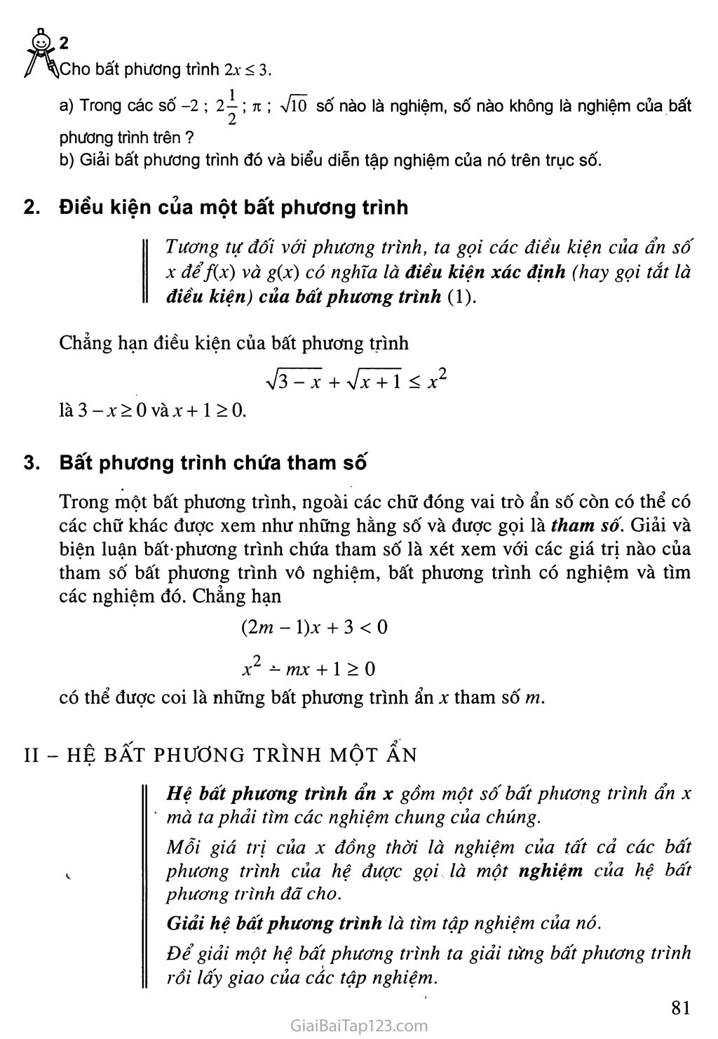Bài 2. Bất phương trình và hệ bất phương trình một ẩn trang 2