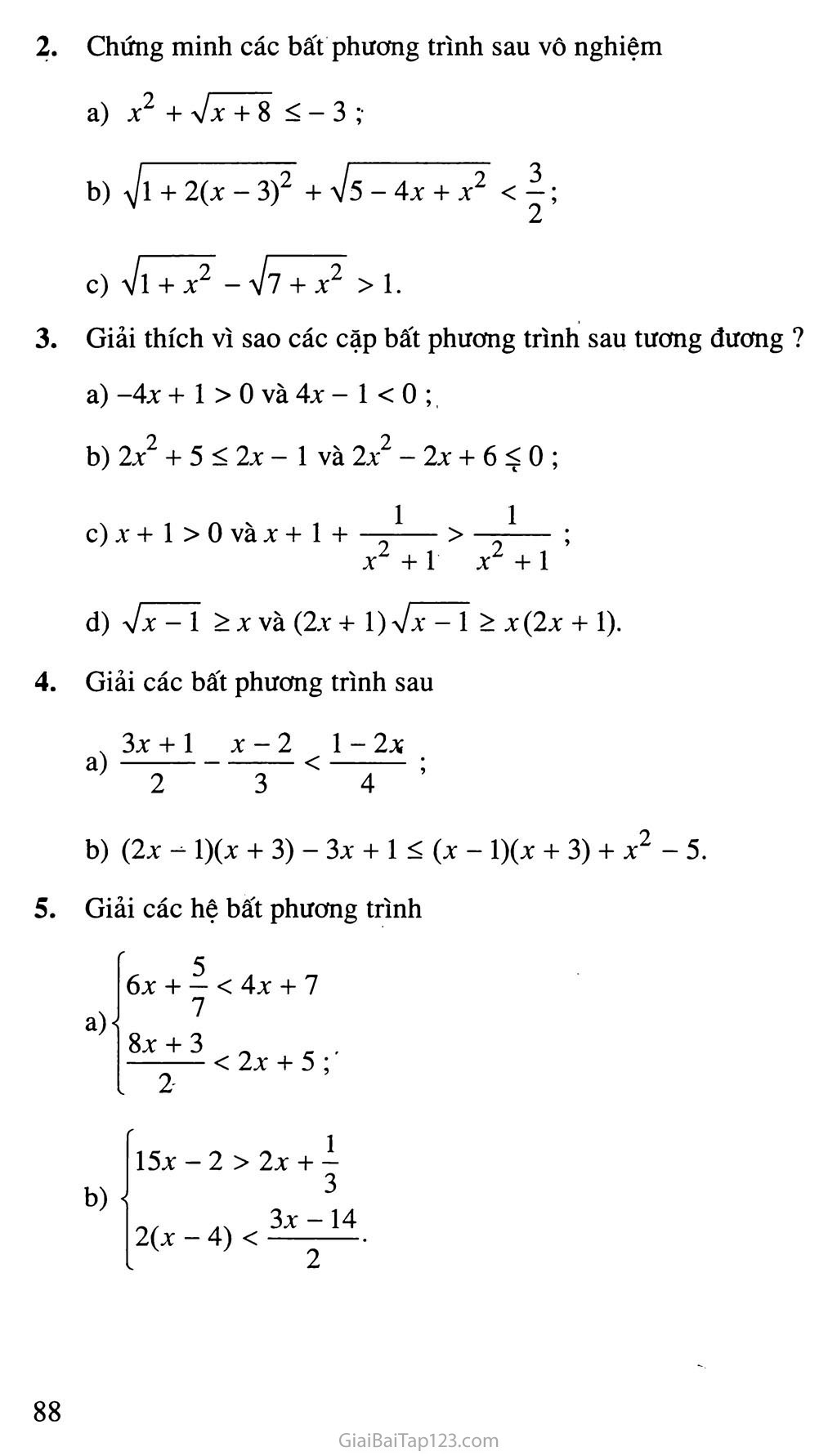 Bài 2. Bất phương trình và hệ bất phương trình một ẩn trang 9