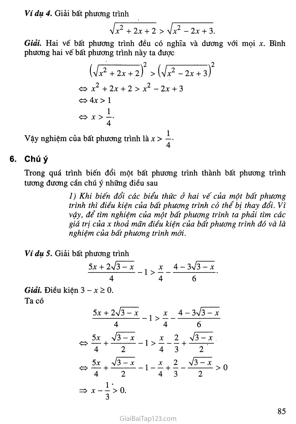 Bài 2. Bất phương trình và hệ bất phương trình một ẩn trang 6
