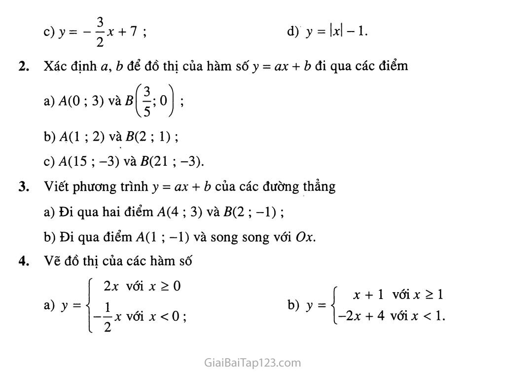 Bài 2. Hàm số y = ax + b trang 4