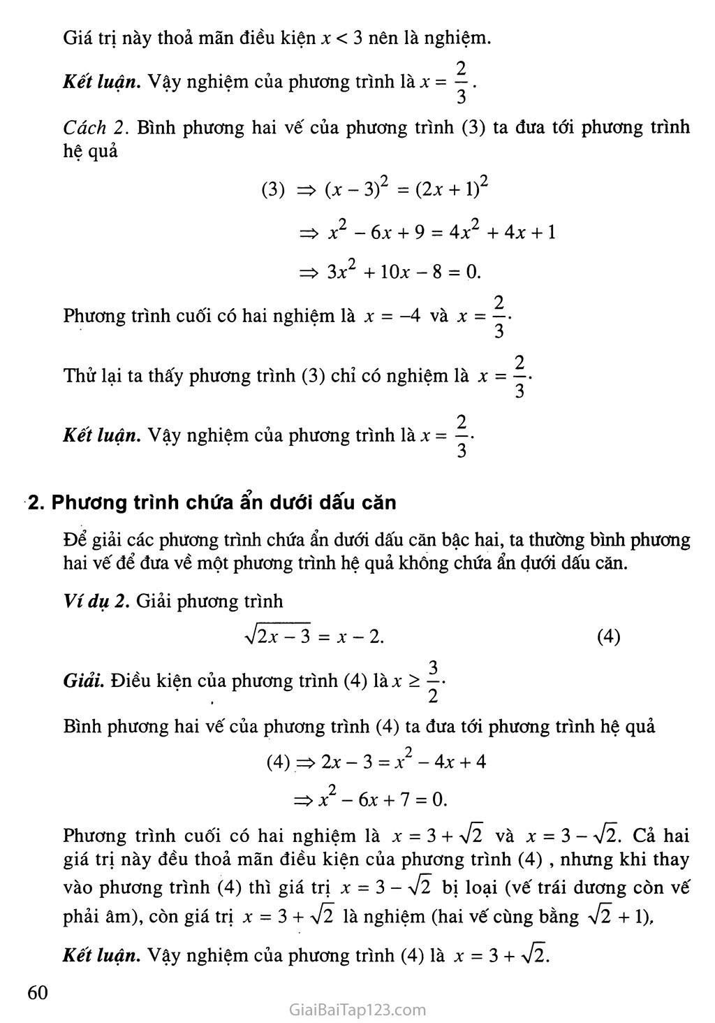 Bài 2. Phương trình quy về phương trình bậc nhất, bậc hai trang 3
