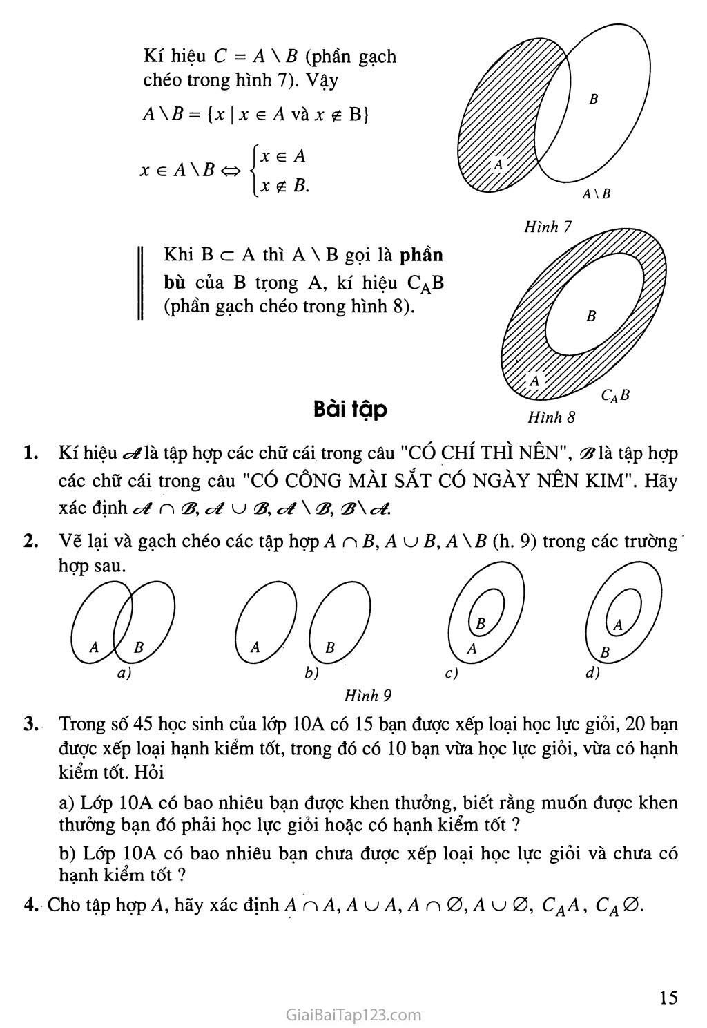 Bài 3. Các phép toán tập hợp trang 3