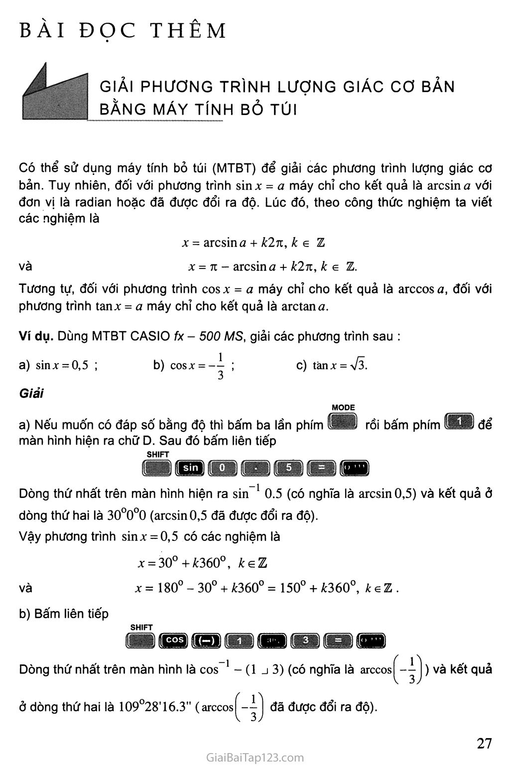 Bài 2. Phương trình lượng giác cơ bản trang 10