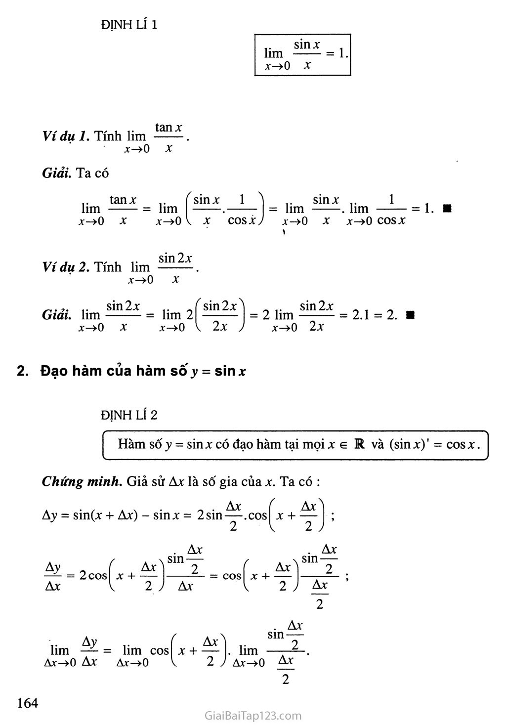 Bài 3. Đạo hàm của hàm số lượng giác trang 2