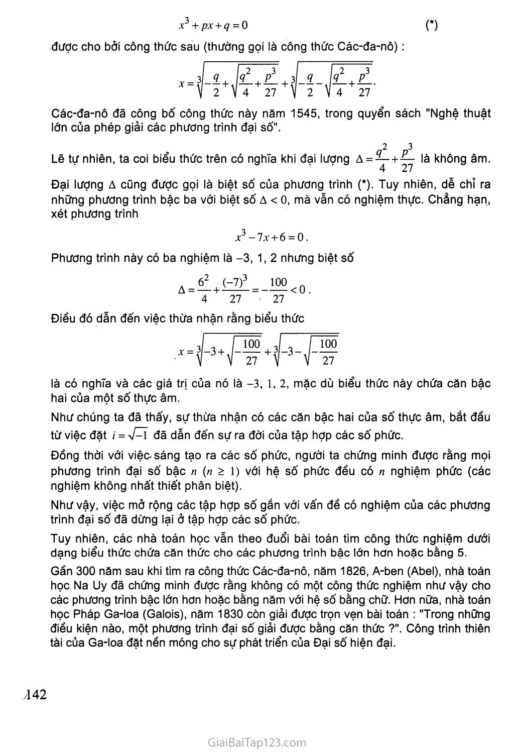 Bài 4. Phương trình bậc hai với hệ số thực - Bài đọc thêm: Phương trình đại số trang 4