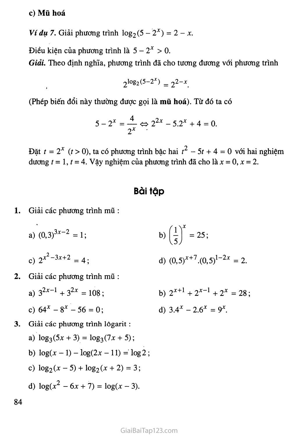 Bài 5. Phương trình mũ và phương trình lôgarit trang 7