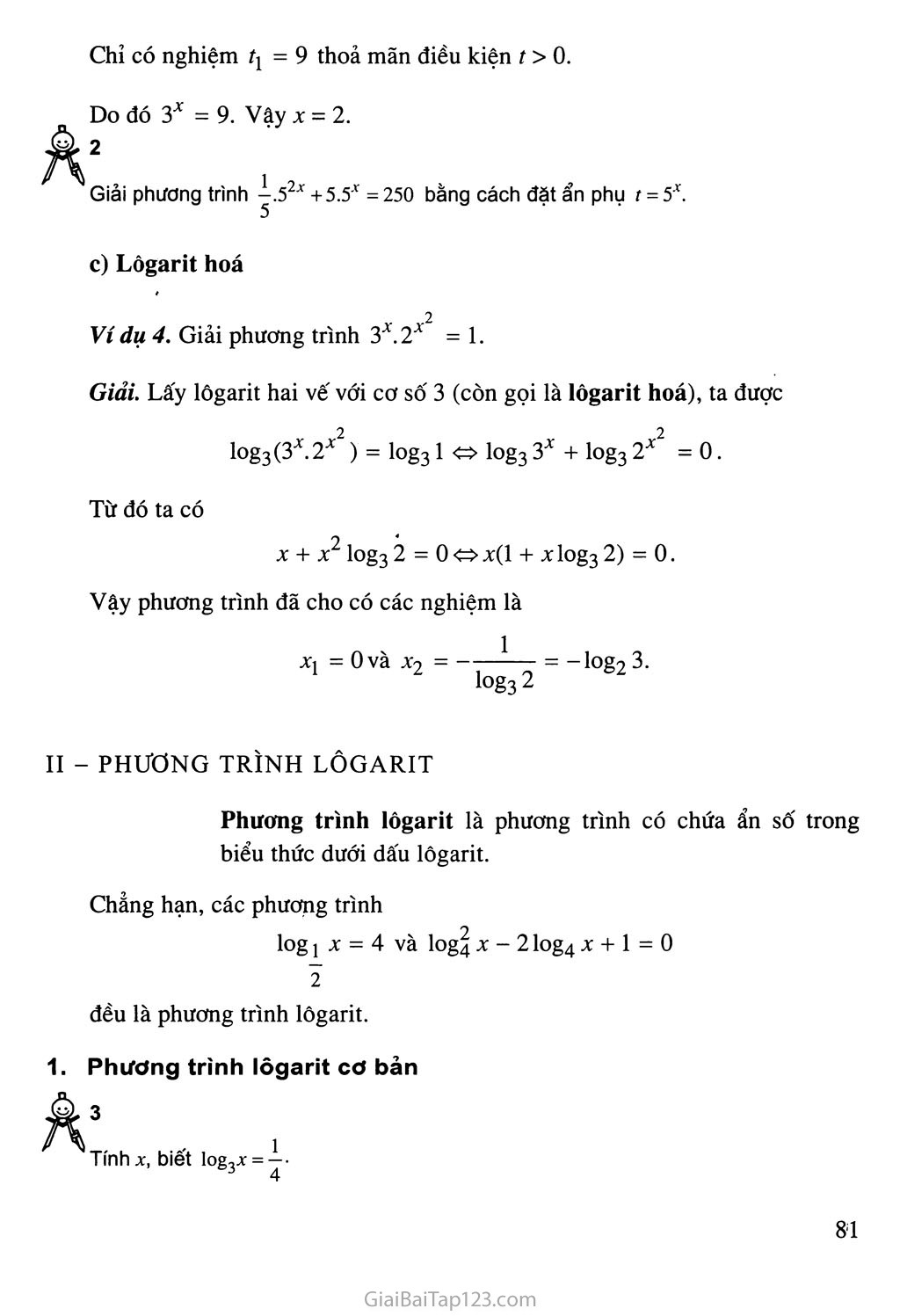Bài 5. Phương trình mũ và phương trình lôgarit trang 4