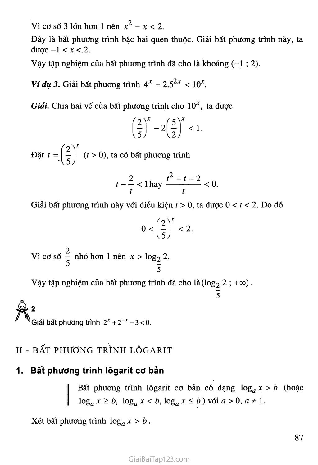 Bài 6. Bất phương trình mũ và bất phương trình lôgarit trang 3