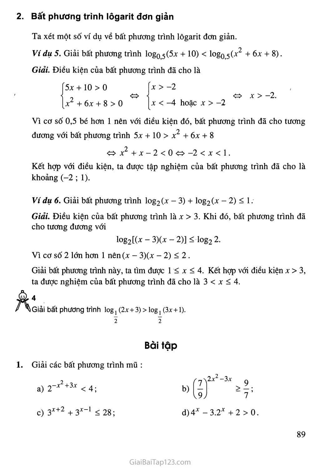 Bài 6. Bất phương trình mũ và bất phương trình lôgarit trang 5
