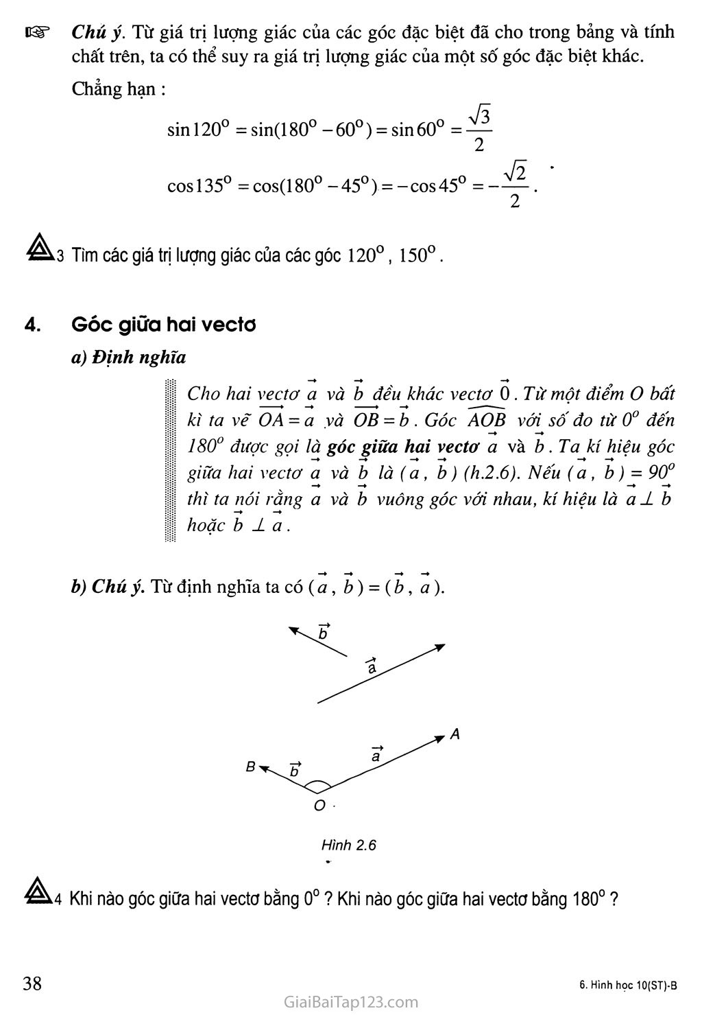 Bài 1. Giá trị lượng giác của một góc bất kỳ từ 0 độ đến 180 độ - Câu hỏi và bài tập trang 5
