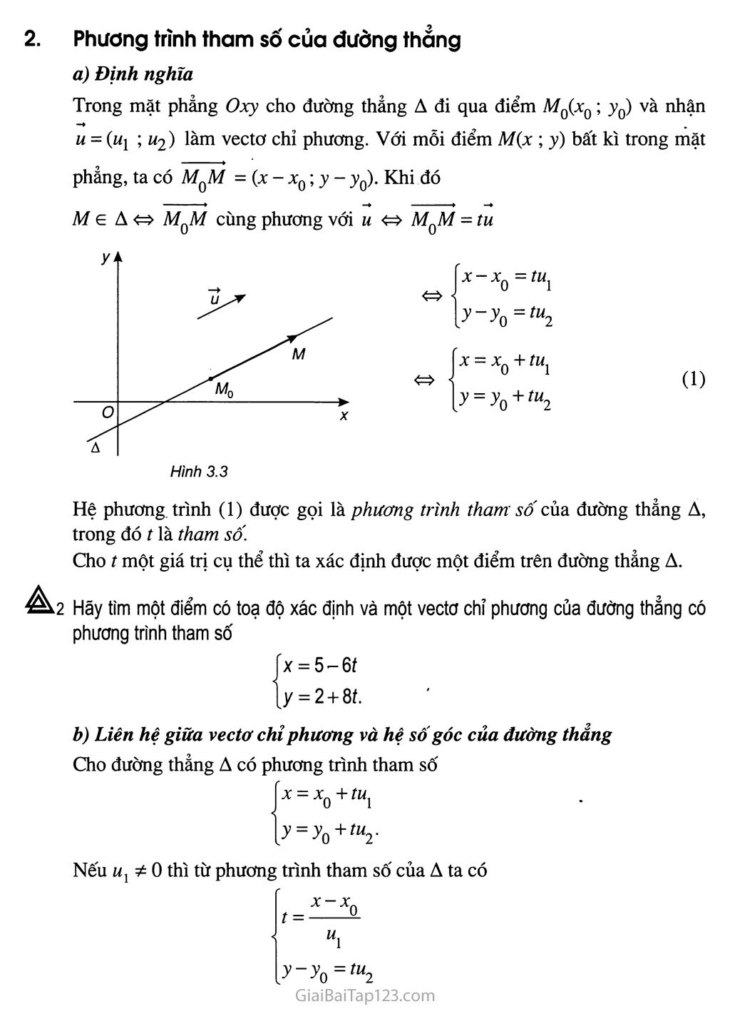 Bài 1. Phương trình đường thẳng - Câu hỏi và bài tập trang 3