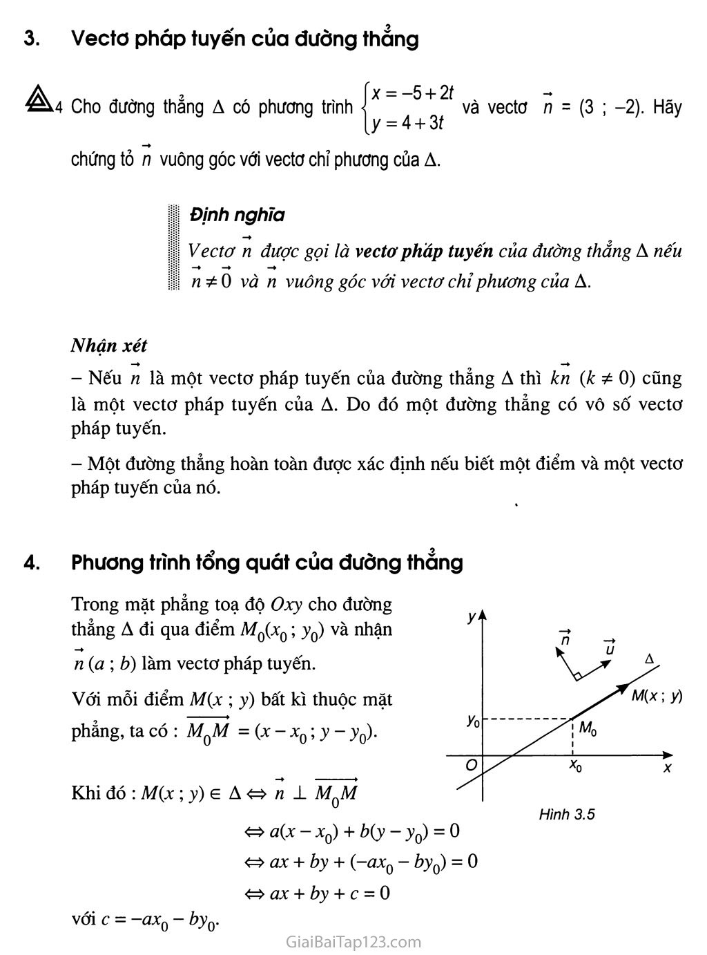 Bài 1. Phương trình đường thẳng - Câu hỏi và bài tập trang 5