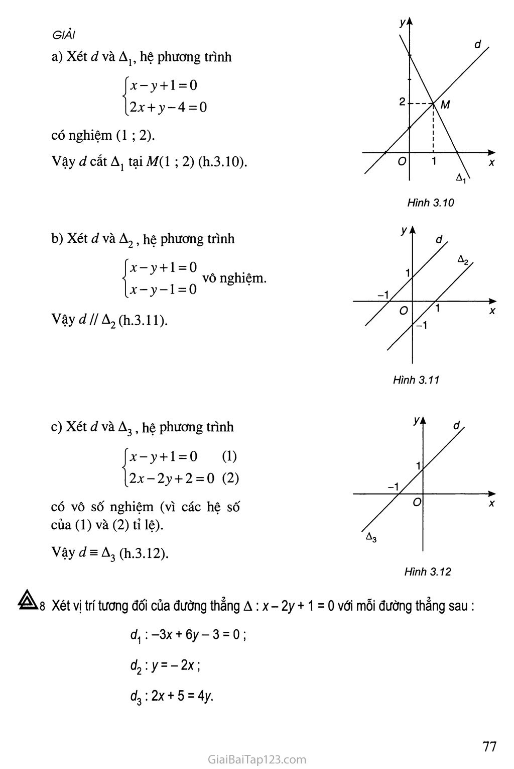 Bài 1. Phương trình đường thẳng - Câu hỏi và bài tập trang 9