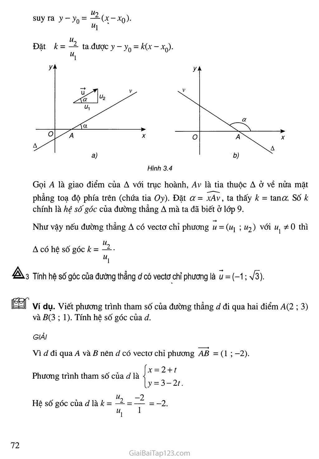 Bài 1. Phương trình đường thẳng - Câu hỏi và bài tập trang 4