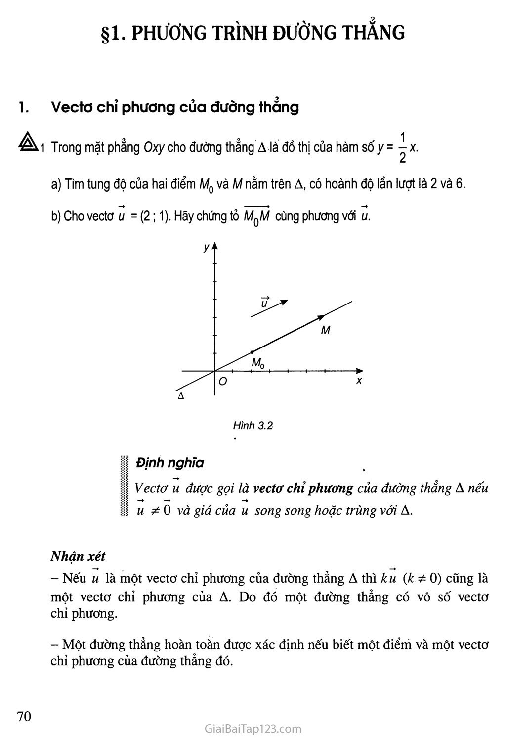 Bài 1. Phương trình đường thẳng - Câu hỏi và bài tập trang 2