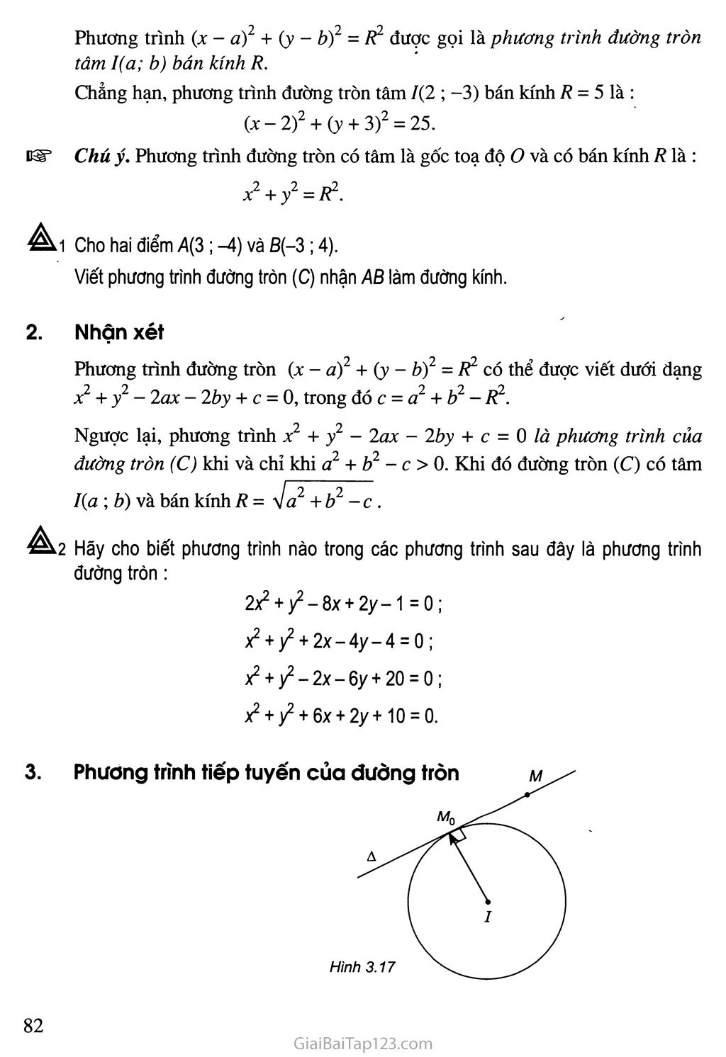 Bài 2. Phương trình đường tròn - Câu hỏi và bài tập trang 2