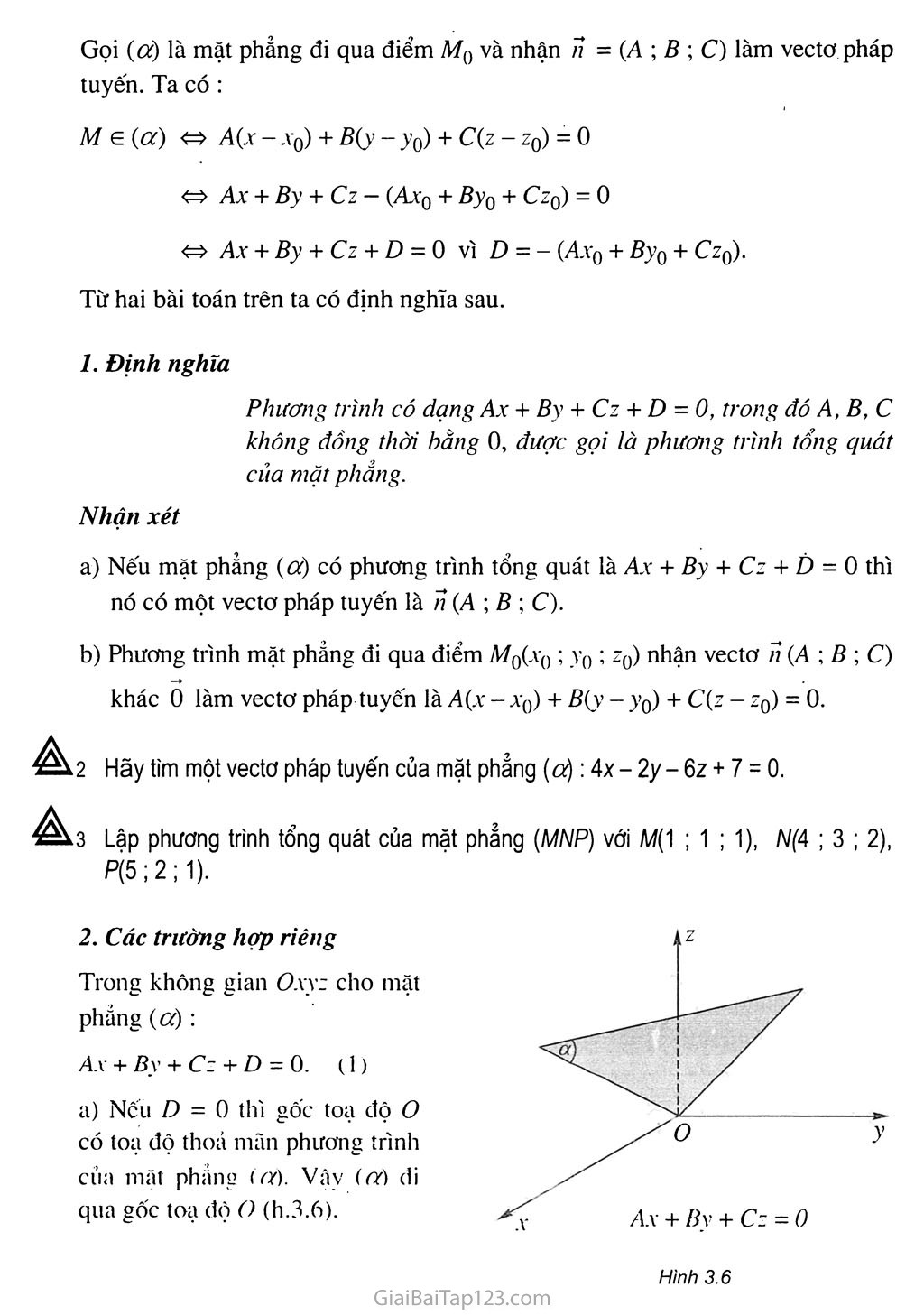 Bài 2. Phương trình mặt phẳng trang 4
