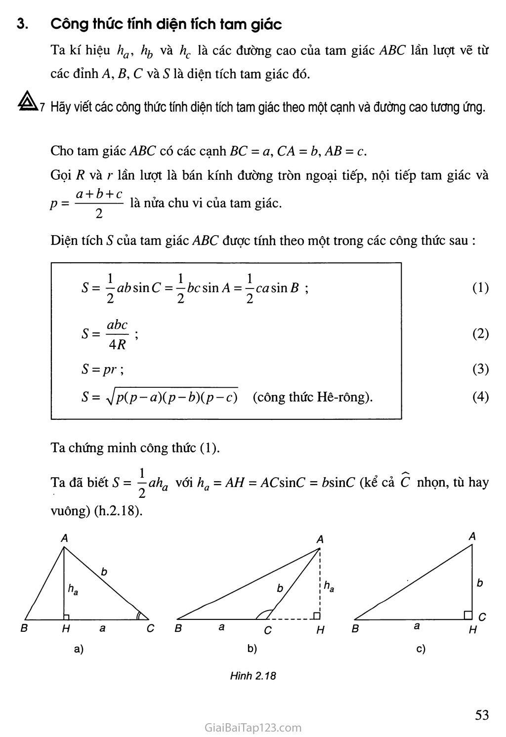 Bài 3. Các hệ thức lượng trong tam giác và giải tam giác - Câu hỏi và bài tập trang 8