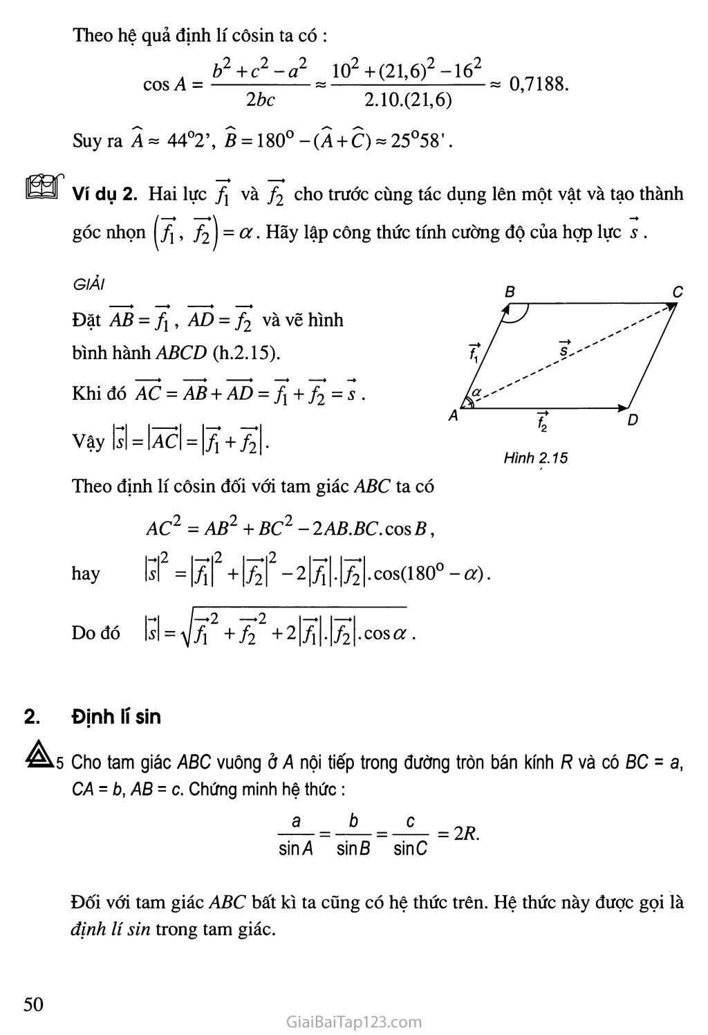 Bài 3. Các hệ thức lượng trong tam giác và giải tam giác - Câu hỏi và bài tập trang 5