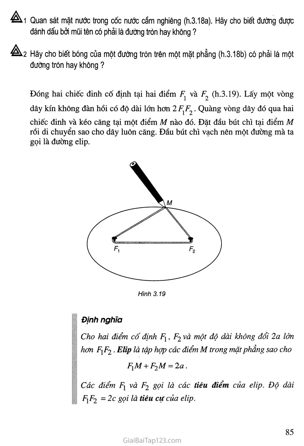 Bài 3. Phương trình đường elip - Câu hỏi và bài tập trang 2