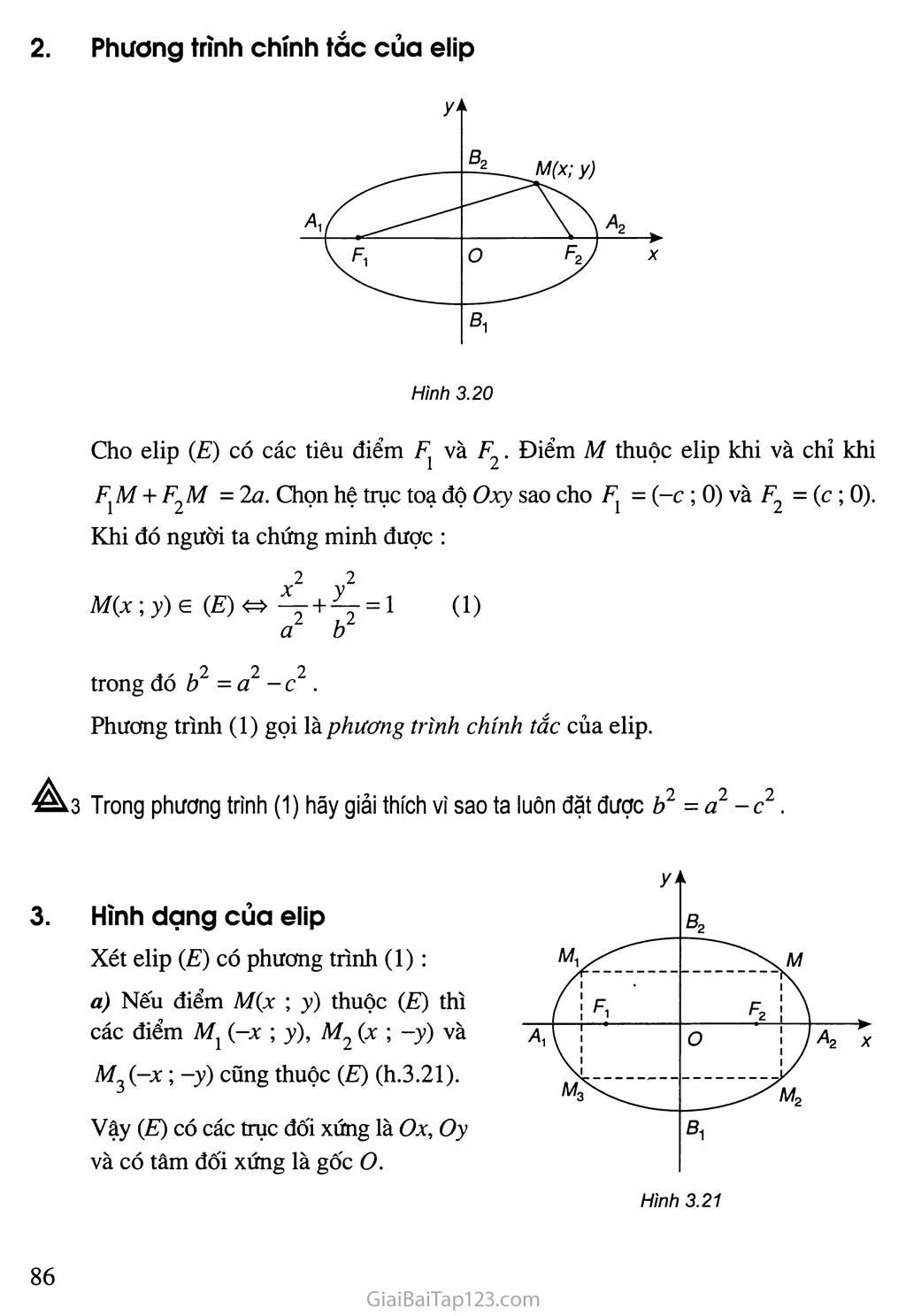 SGK Hình Học 10 - Bài 3. Phương trình đường elip - Câu hỏi và bài tập
