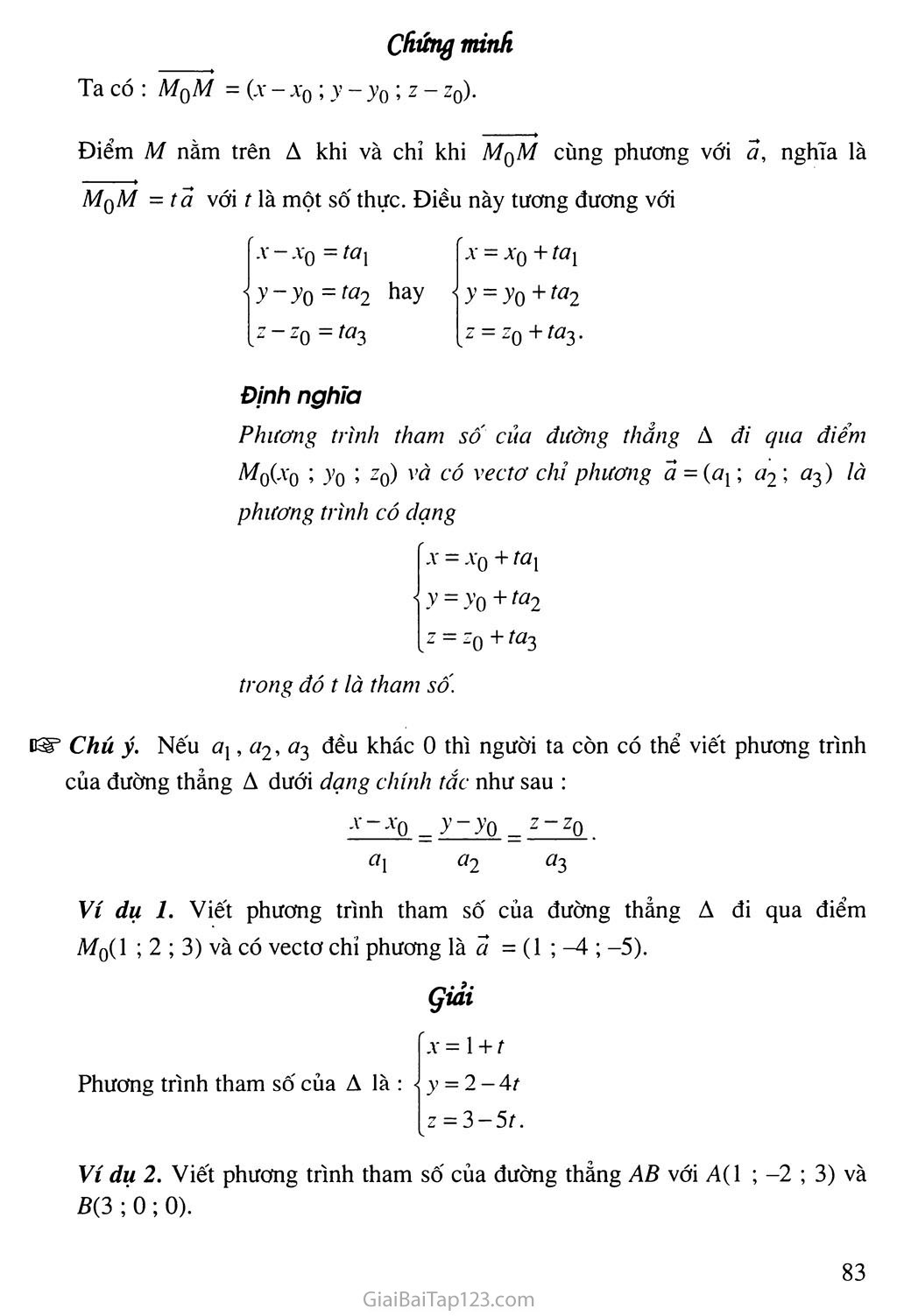 Bài 3. Phương trình đường thẳng trong không gian trang 3