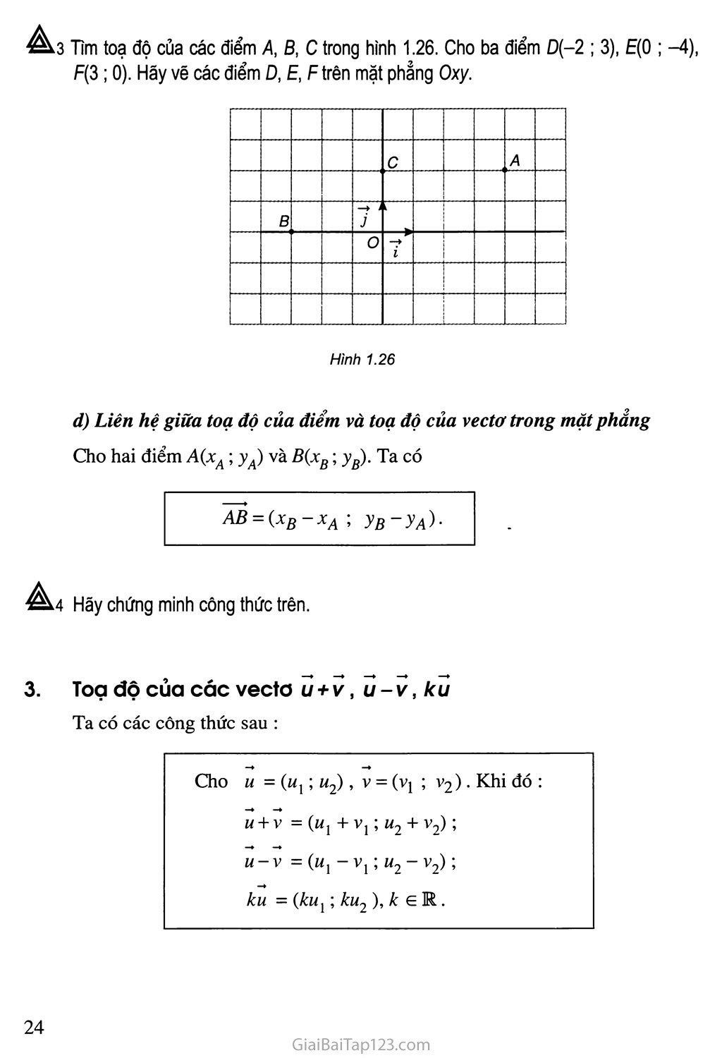 Bài 4. Hệ trục tọa độ - Câu hỏi và bài tập trang 5