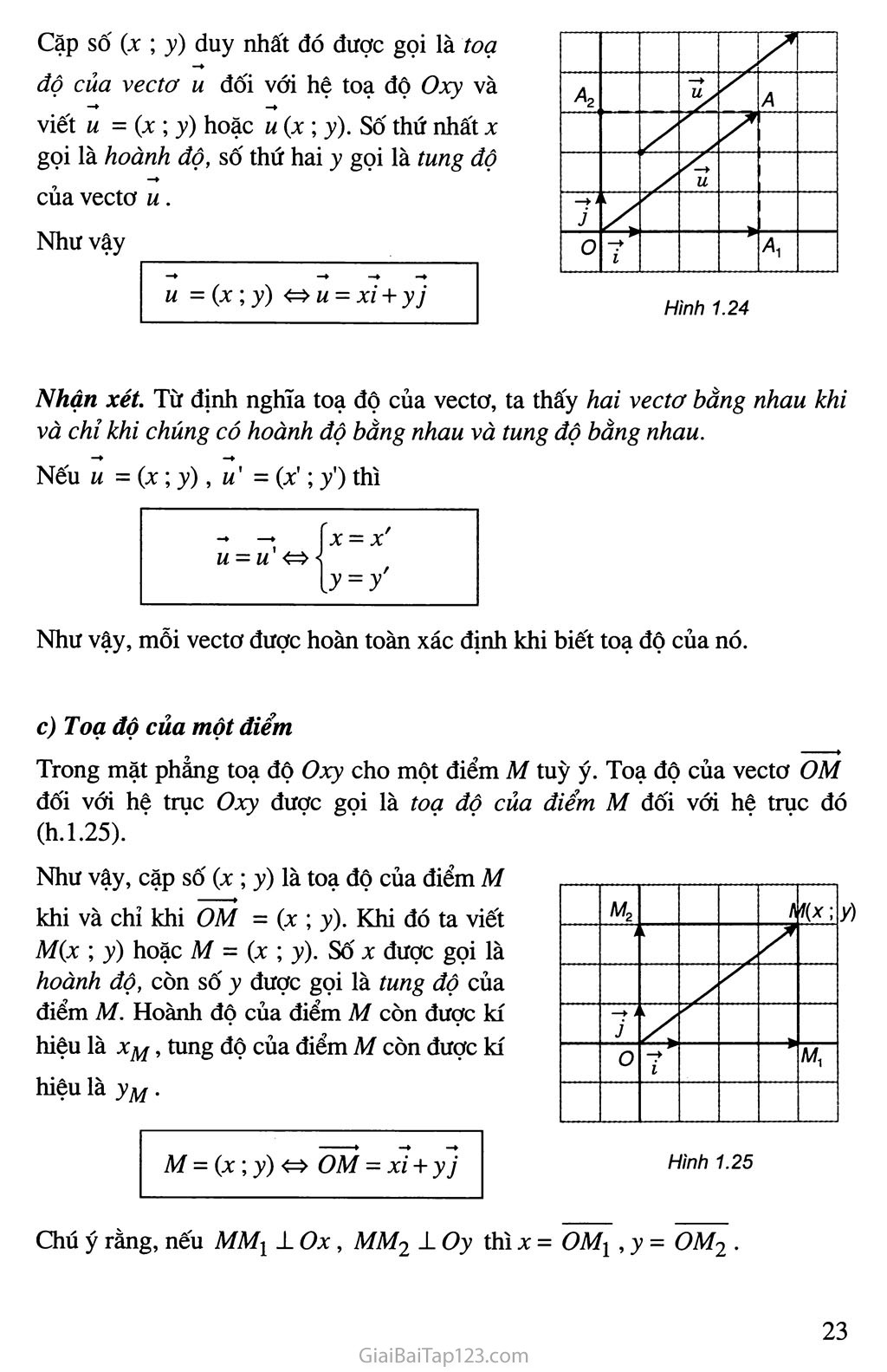 Bài 4. Hệ trục tọa độ - Câu hỏi và bài tập trang 4