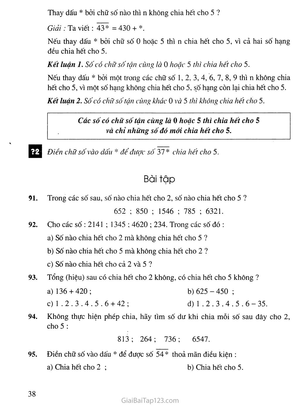 Bài 11. Dấu hiệu chia hết cho 2, cho 5 trang 2