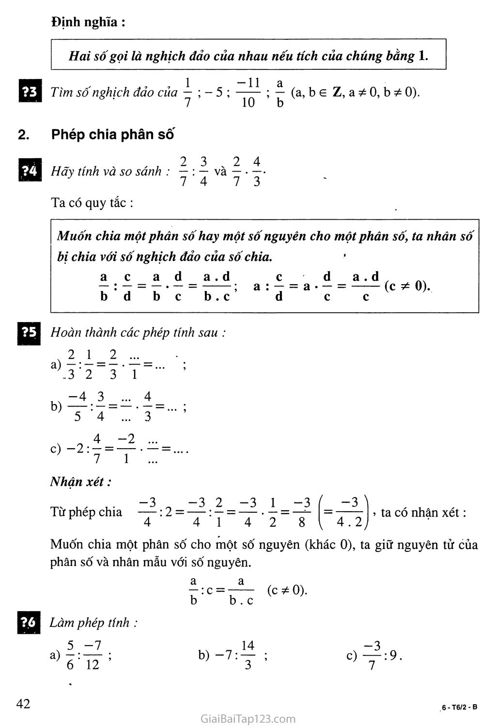 Bài 12. Phép chia phân số trang 2