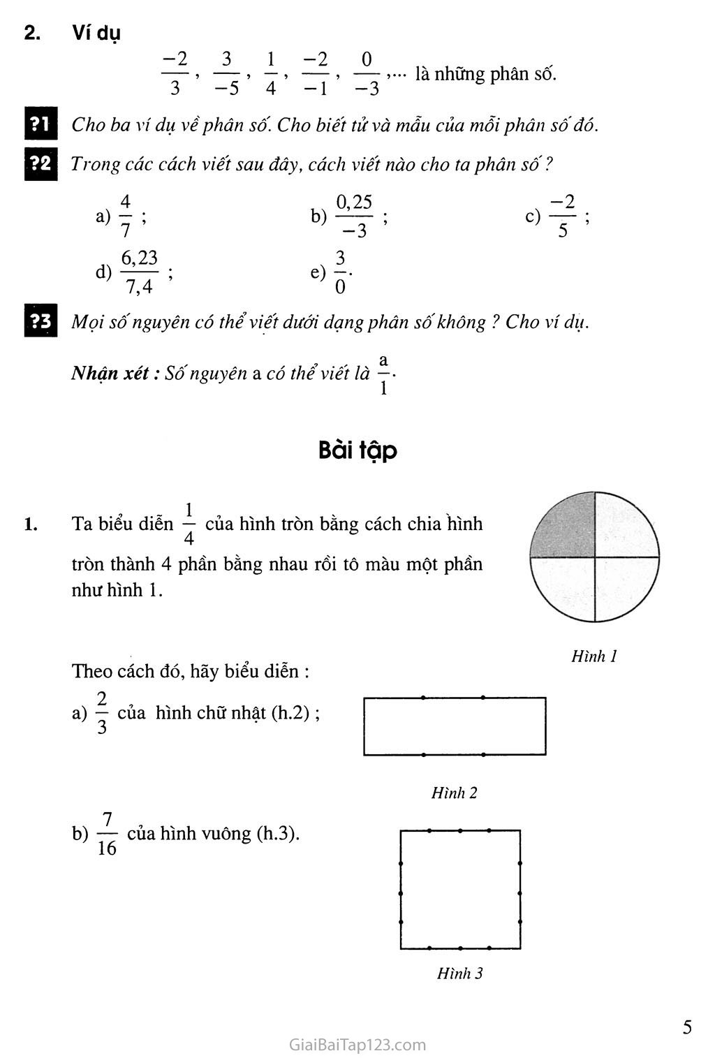 Bài 1. Mở rộng khái niệm phân số trang 2 Bài 1. Mở rộng khái niệm phân số trang 2