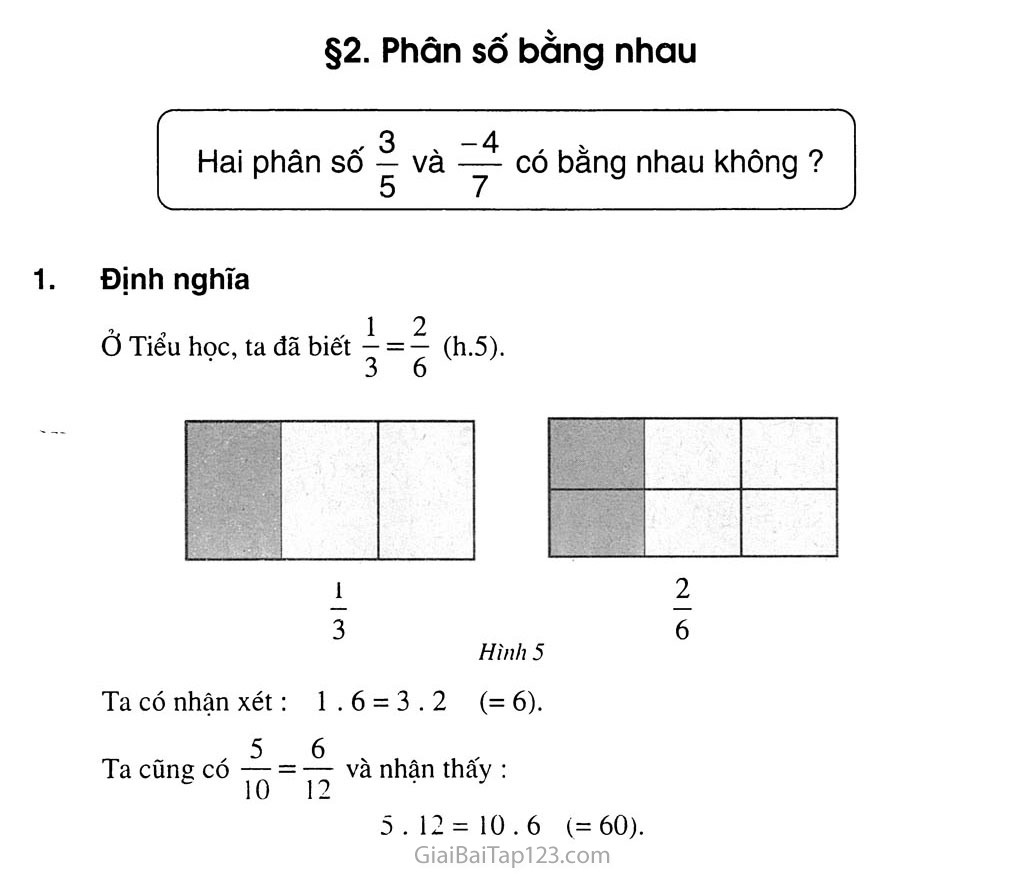 Bài 2. Phân số bằng nhau trang 1 Bài 2. Phân số bằng nhau trang 1