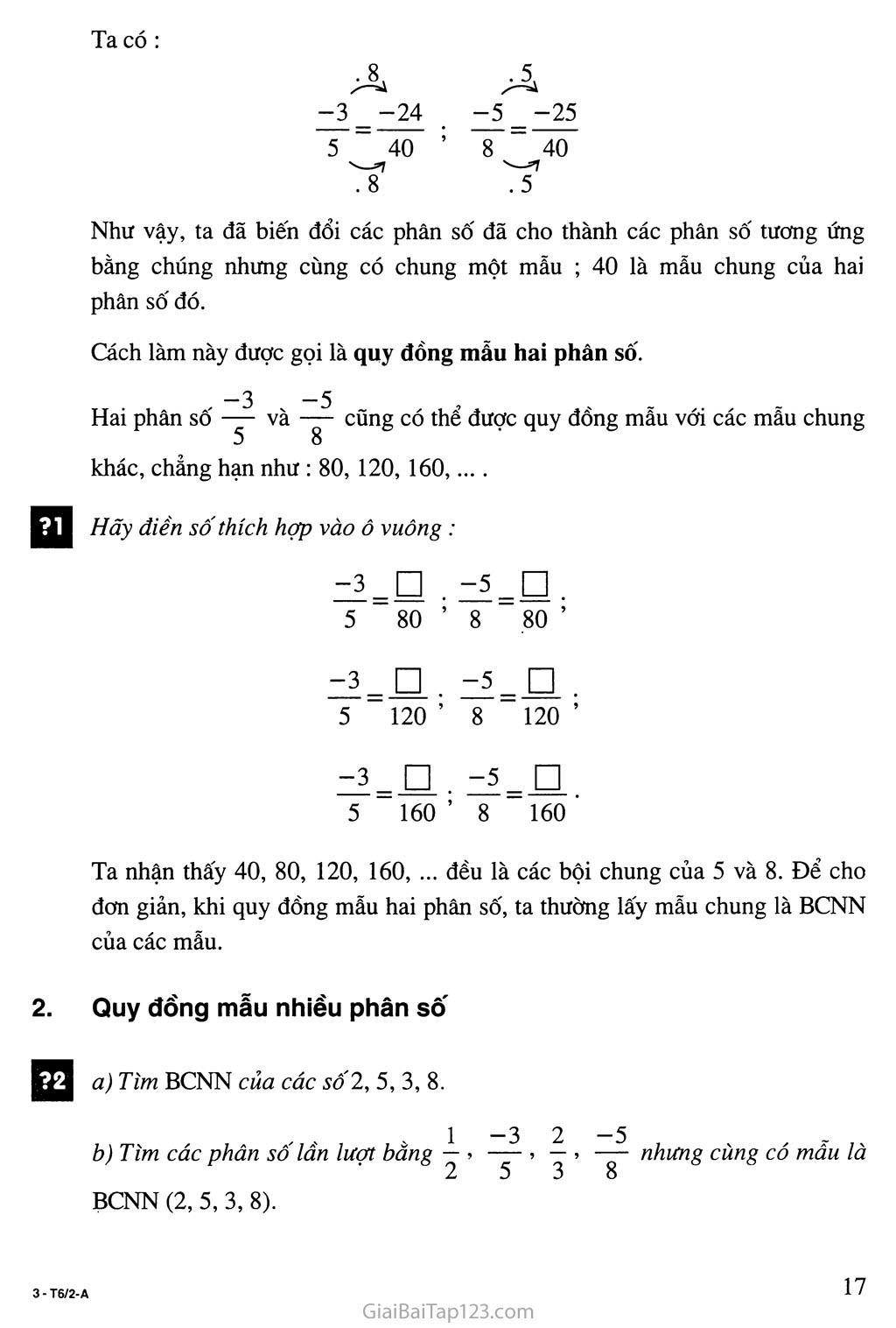 Bài 5. Quy đồng mẫu nhiều phân số trang 2 Bài 5. Quy đồng mẫu nhiều phân số trang 2