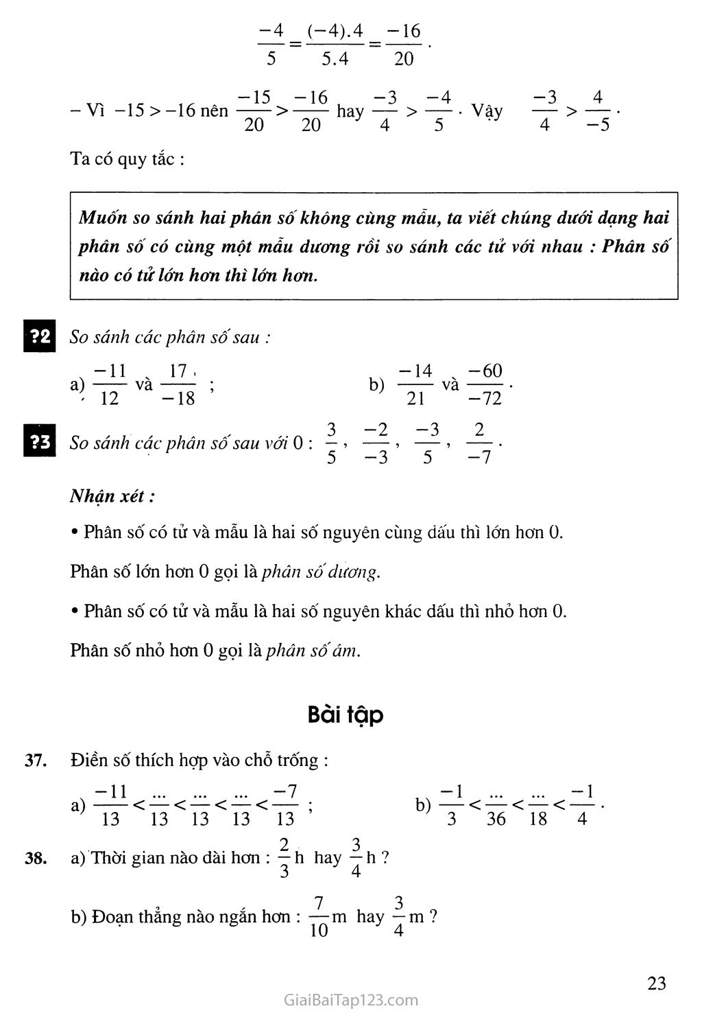 Bài 6. So sánh phân số trang 2