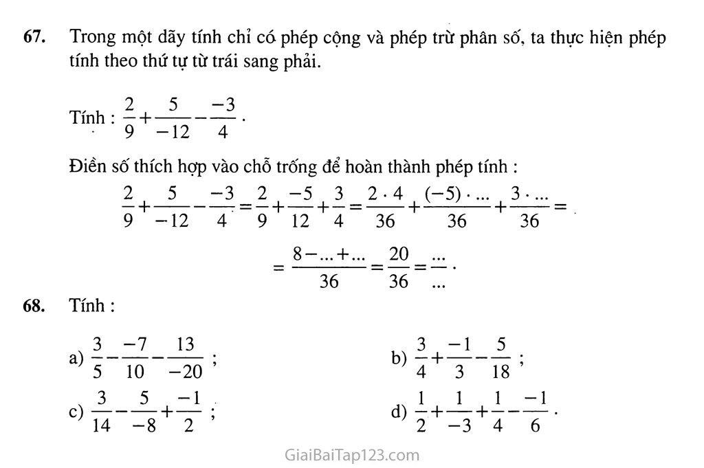 Bài 9. Phép trừ phân số trang 5 Bài 9. Phép trừ phân số trang 5