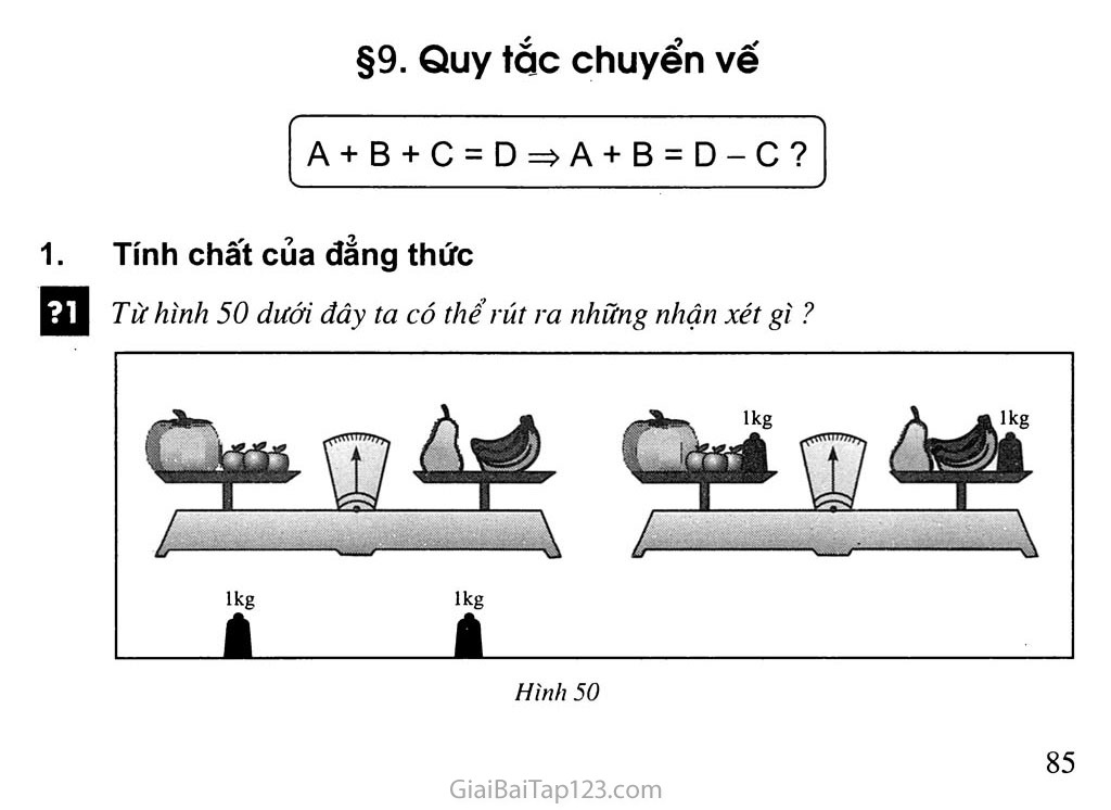 Bài 9. Quy tắc chuyển vế trang 1 Bài 9. Quy tắc chuyển vế trang 1